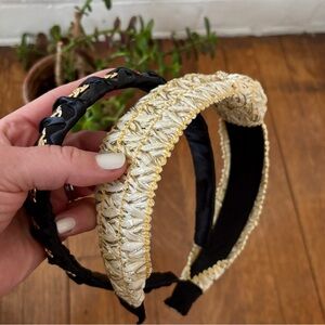 Elegant Black and Gold Braided Headbands